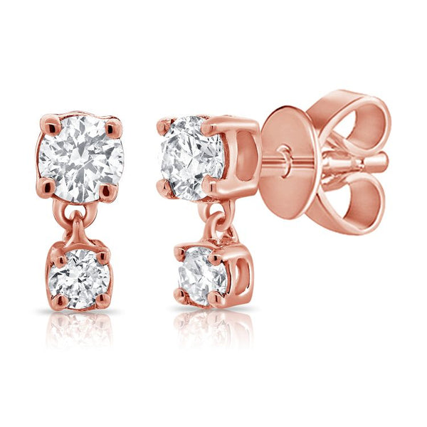 14K Rose Gold Diamond Dangle Earrings-Earrings-Maurice's Jewelers-