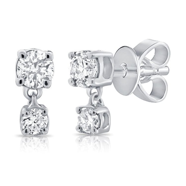 14K White Gold Diamond Dangle Earrings-Earrings-Maurice's Jewelers-
