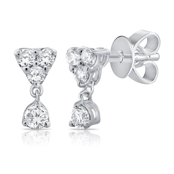 14K White Gold Diamond Trio Dangle Earrings-Earrings-Maurice's Jewelers-