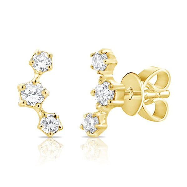 14K Yellow Gold Diamond Triple Ear Climber