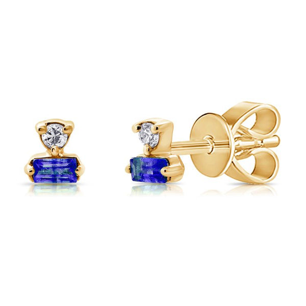 14K Yellow Gold Diamond + Sapphire Earrings