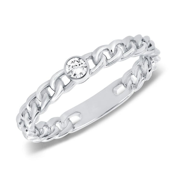 14K White Gold Diamond Chain Link Ring