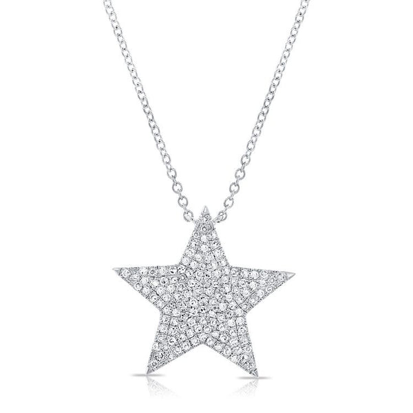 14K White Gold Diamond Large Star Necklace-Necklaces-Maurice's Jewelers-