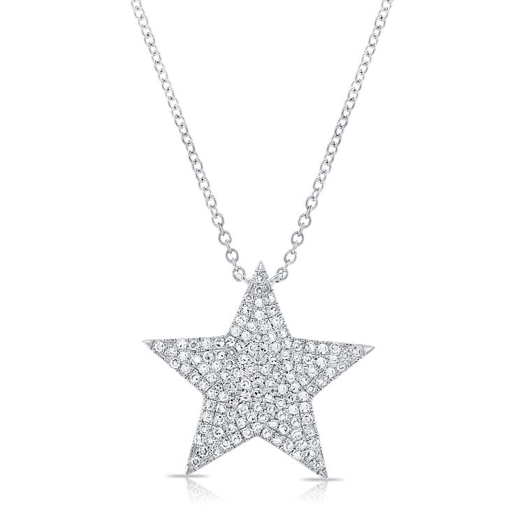 14K White Gold Diamond Large Star Necklace-Necklaces-Maurice's Jewelers-