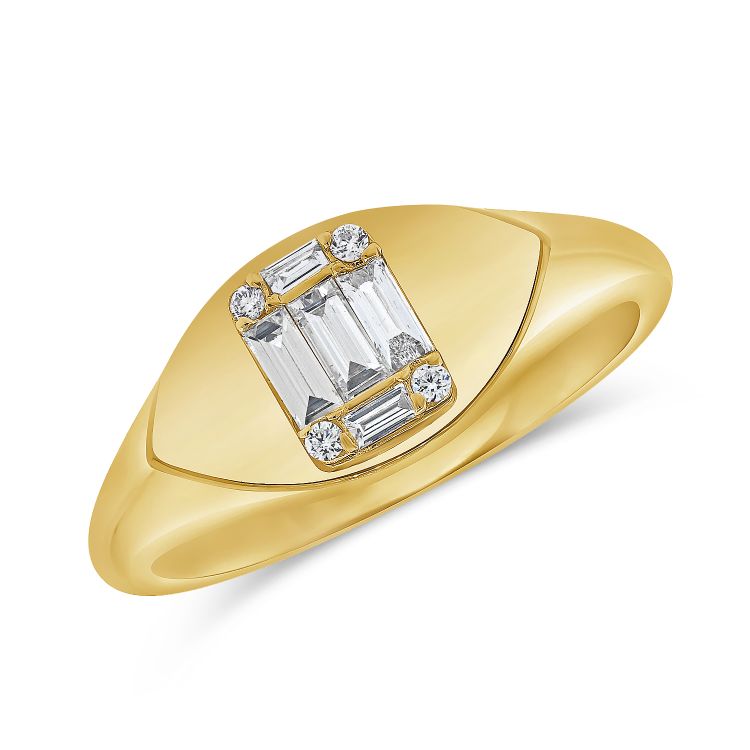 14K Yellow Gold Diamond Baguette Illusion Ring