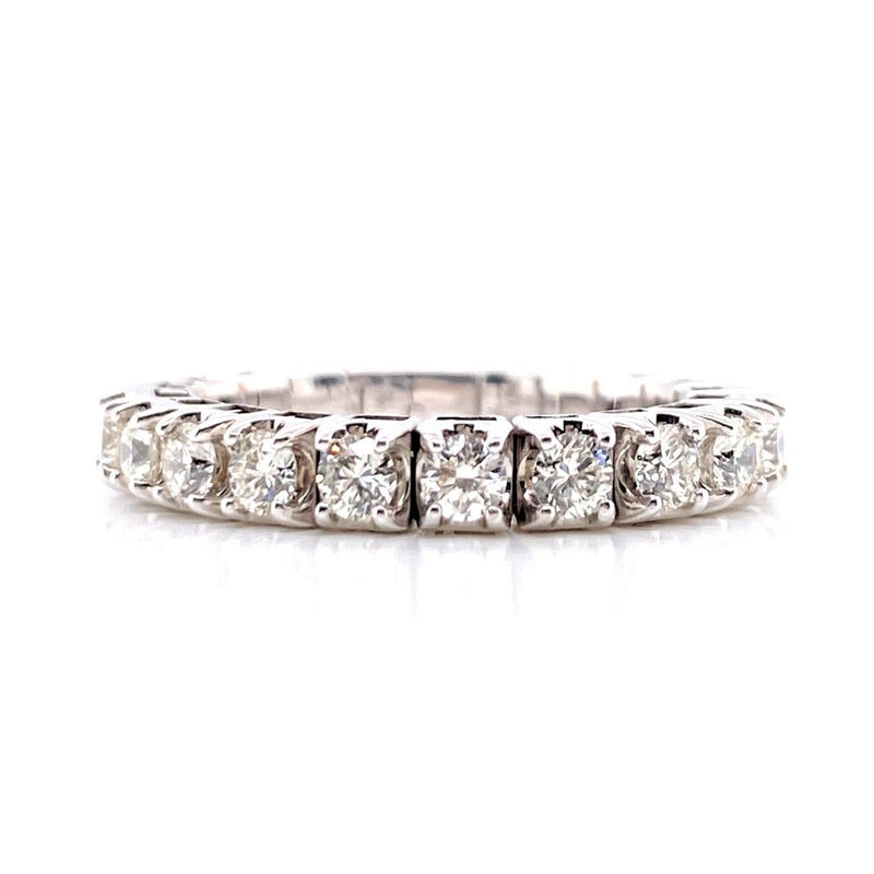 14K White Gold Diamond Stretch Eternity Band-Rings-IJM-
