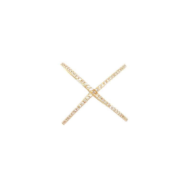 14K Yellow Gold Diamond "X" Style Ring-Rings-majolie-