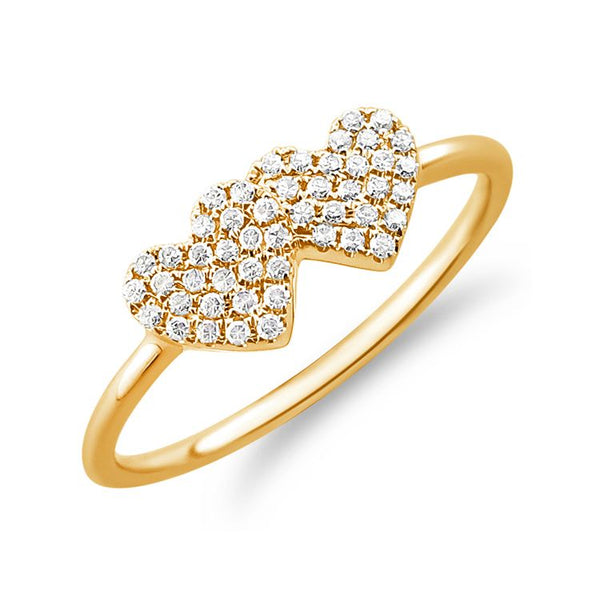 14K Yellow Gold Diamond Double Heart Ring-Rings-Maurice's Jewelers-