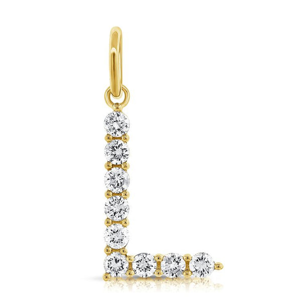 14K Yellow Gold Diamond Initial "L" Pendant