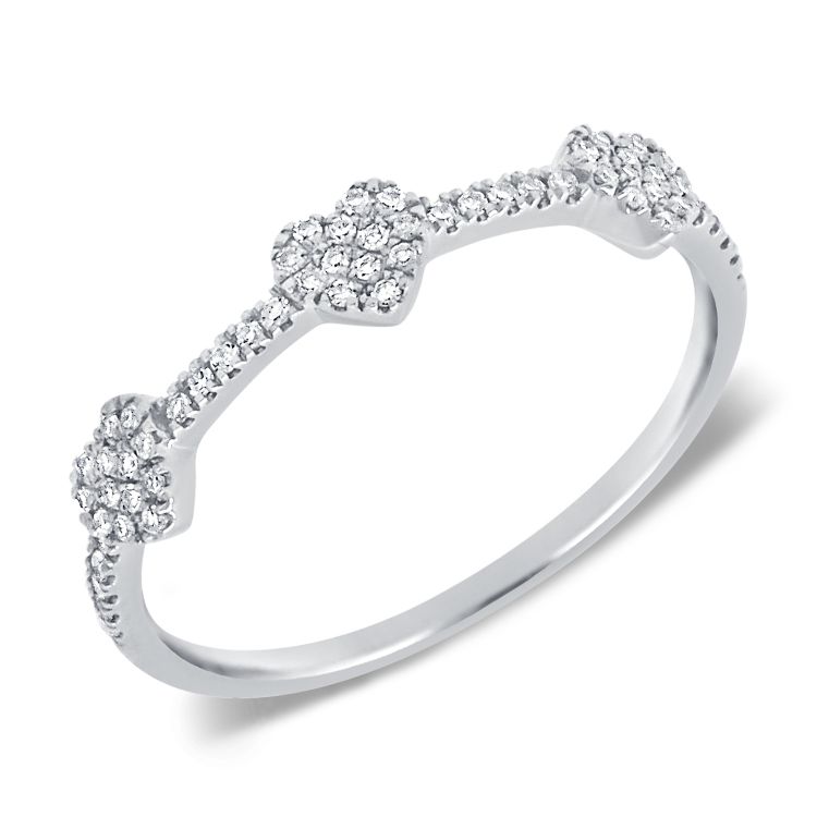 14K White Gold Diamond Triple Heart Ring-Rings-Maurice's Jewelers-