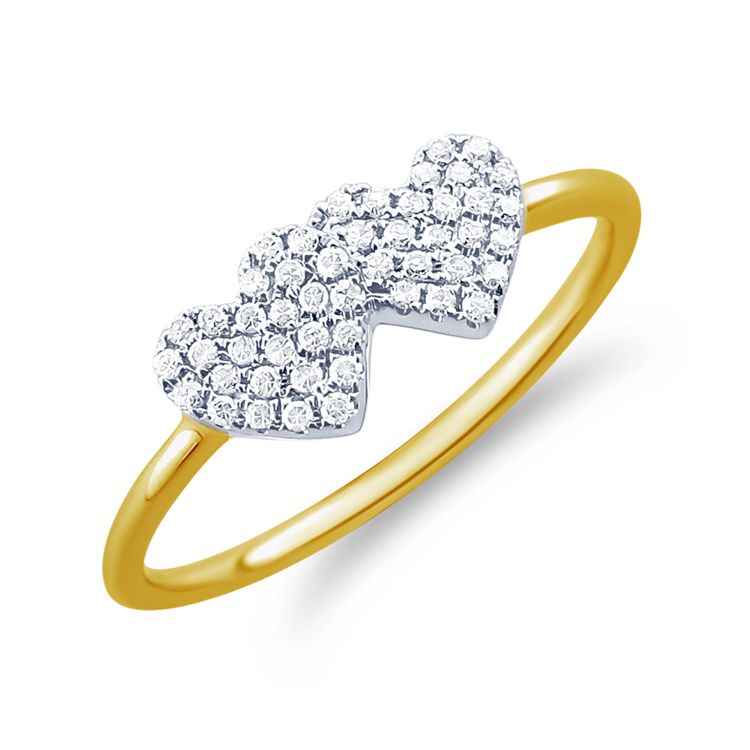 14K Two Tone Diamond Double Heart Ring-Rings-Maurice's Jewelers-