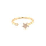 14K Yellow Gold Diamond Star Open Cuff Ring-Rings-majolie-