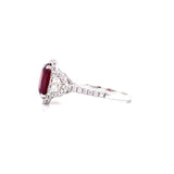 Platinum Diamond + Oval Ruby Ring-Rings-first image design corp-
