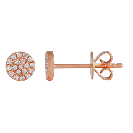 14K Rose Gold Diamond Small Disc Earrings