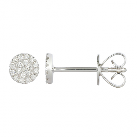 14K White Gold Diamond Small Disc Earrings