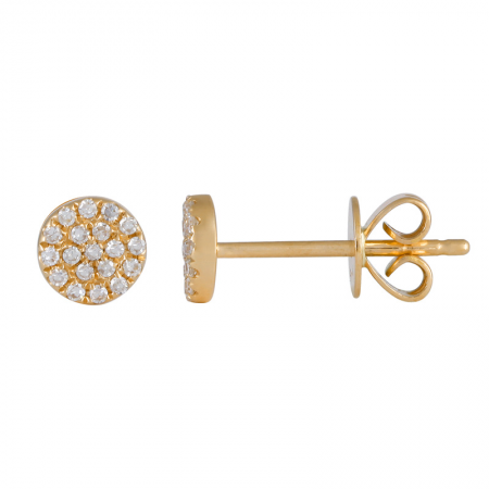 14K Yellow Gold Diamond Small Disc Earrings