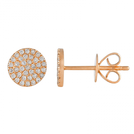 14K Yellow Gold Diamond Disc Earrings