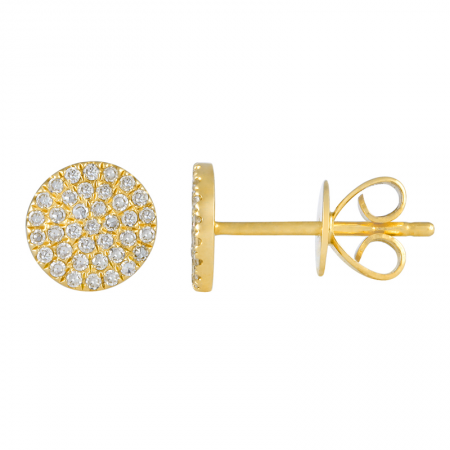14K Yellow Gold Diamond Disc Earrings-EARRINGS-Maurice's Jewelers-YELLOW GOLD-