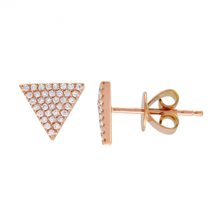 14K Rose Gold Diamond Triangle Stud Earrings-Earrings-Maurice's Jewelers-ROSE GOLD-