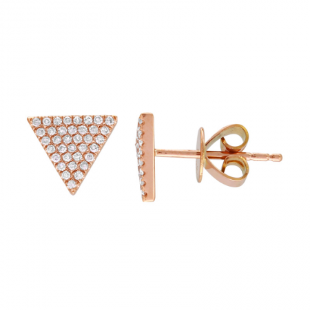 14K Rose Gold Diamond Triangle Stud Earrings