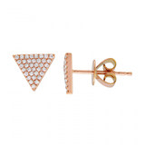 14K White Gold Diamond Triangle Stud Earrings