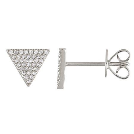 14K White Gold Diamond Triangle Stud Earrings-EARRINGS-Maurice's Jewelers-WHITE GOLD-