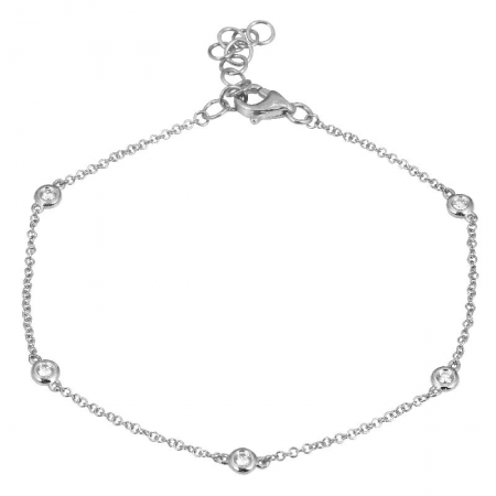 14K White Gold Diamond By The Yard Bracelet