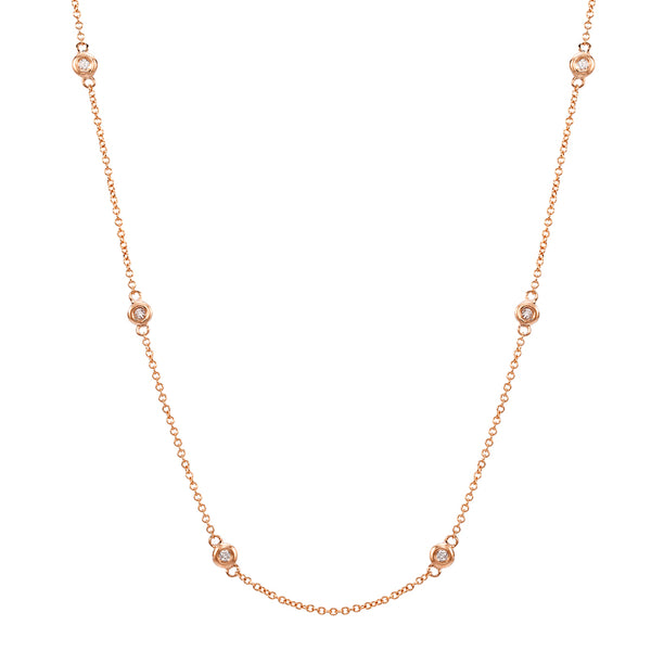 14k Rose Gold Diamonds by the Yard Necklace-Necklaces-Maurice's Jewelers-