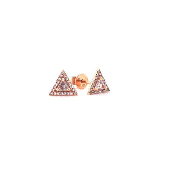 14K Rose Gold Diamond Trillion White Topaz Earrings-EARRINGS-Maurice's Jewelers-