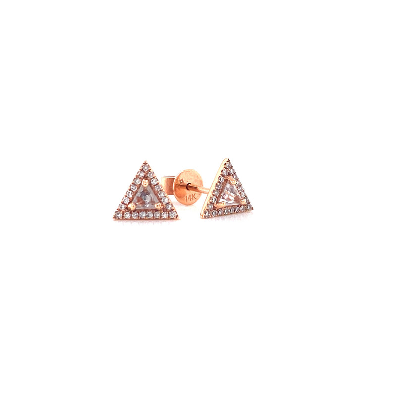 14K Rose Gold Diamond Trillion White Topaz Earrings-EARRINGS-Maurice's Jewelers-