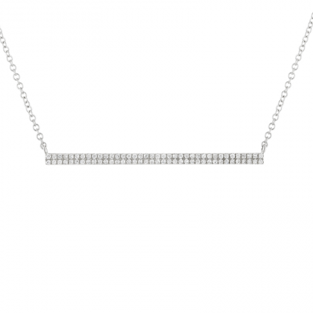 14k White Gold Diamond Bar Necklace-Necklaces-Maurice's Jewelers-