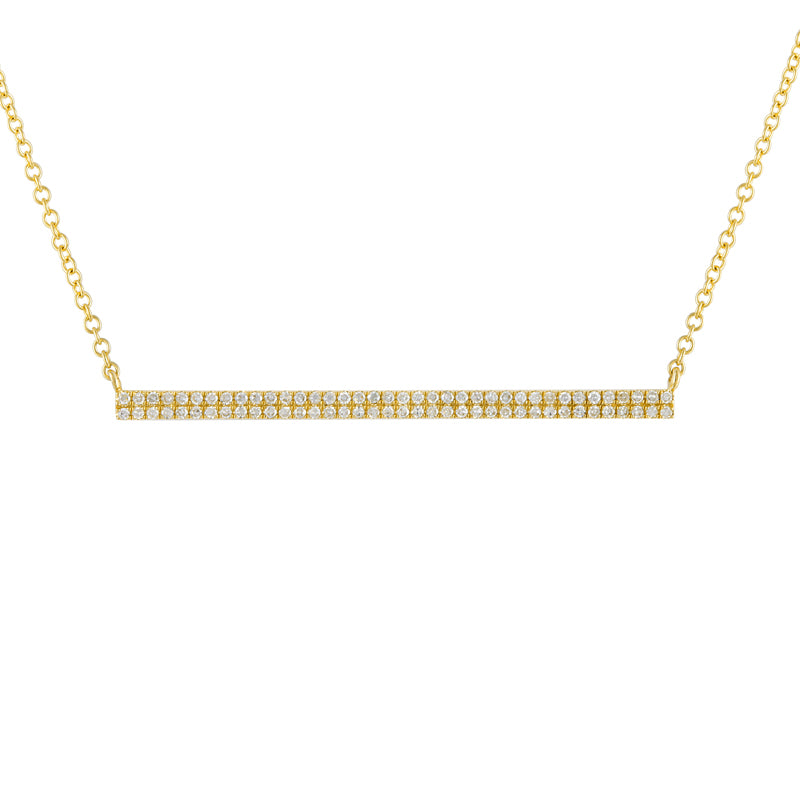 14k Yellow Gold Diamond Bar Necklace