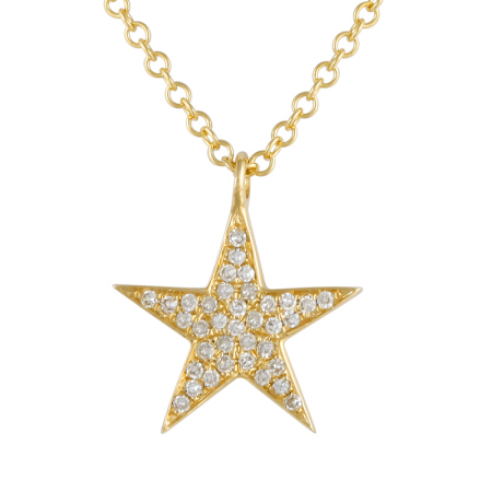 14K Yellow Gold Diamond Star Necklace-Necklaces-superbell-