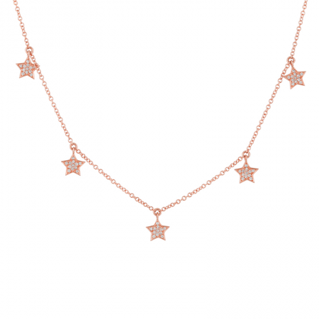 14K White Gold Diamond Dangle Star Necklace-Necklaces-Maurice's Jewelers-ROSE GOLD-