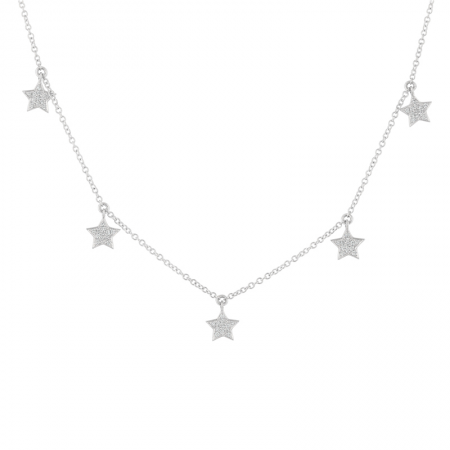14K White Gold Diamond Dangle Star Necklace-Necklaces-Maurice's Jewelers-WHITE GOLD-