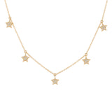 14K Rose Gold Diamond Dangle Star Necklace-Necklaces-Maurice's Jewelers-YELLOW GOLD-