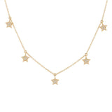 14K White Gold Diamond Dangle Star Necklace-Necklaces-Maurice's Jewelers-YELLOW GOLD-