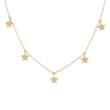 14K White Gold Diamond Dangle Star Necklace