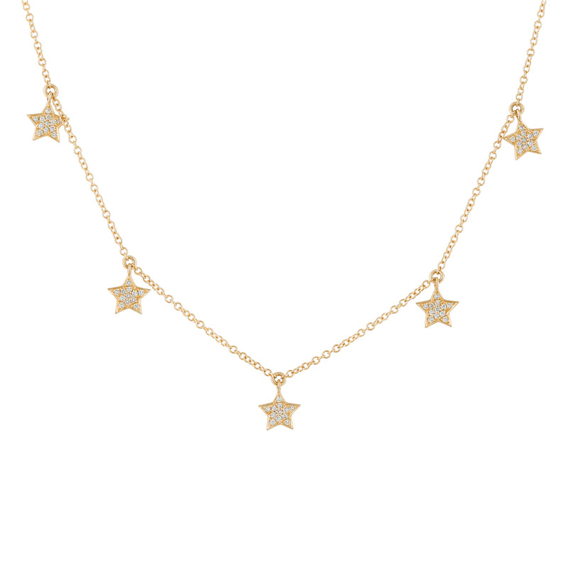 14K Rose Gold Diamond Dangle Star Necklace-Necklaces-Maurice's Jewelers-YELLOW GOLD-