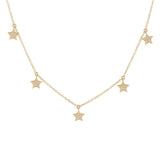 14K Yellow Gold Diamond Dangle Star Necklace-Necklaces-Maurice's Jewelers-YELLOW GOLD-