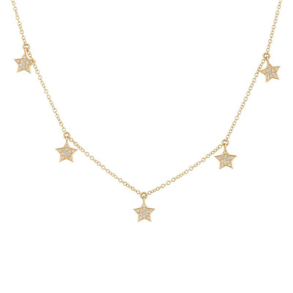 14K Yellow Gold Diamond Dangle Star Necklace-Necklaces-Maurice's Jewelers-YELLOW GOLD-