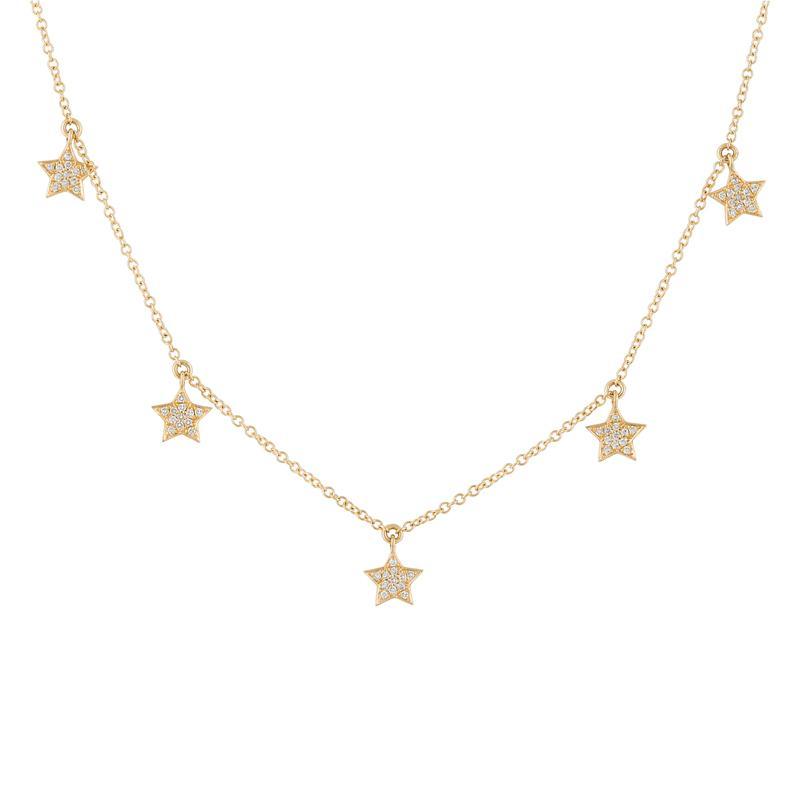 14K Yellow Gold Diamond Dangle Star Necklace-Necklaces-Maurice's Jewelers-YELLOW GOLD-