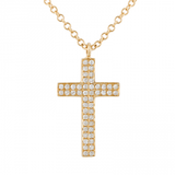 14K Yellow Gold Diamond Pave Cross Necklace-Necklaces-Maurice's Jewelers-
