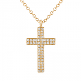 14K Yellow Gold Diamond Pave Cross Necklace