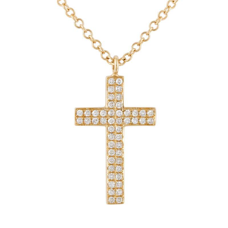 14K Rose Gold Diamond Double Row Cross Necklace – Maurice's Jewelers