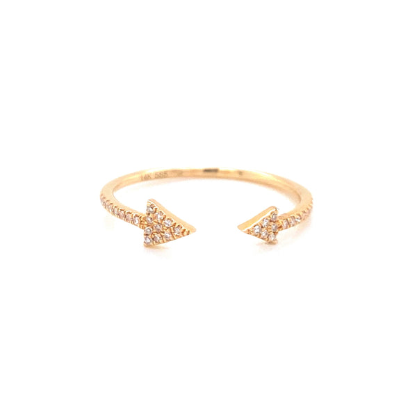 14K Yellow Gold Diamond Double Arrow Ring-Rings-majolie-