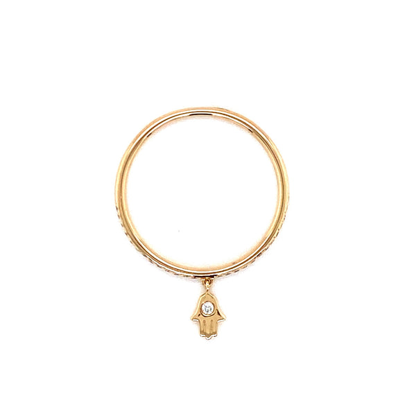 14K Yellow Gold Diamond Band With Hand Of God Ring-Rings-majolie-