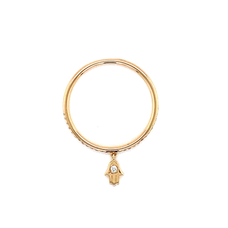14K Yellow Gold Diamond Band With Hand Of God Ring-Rings-majolie-