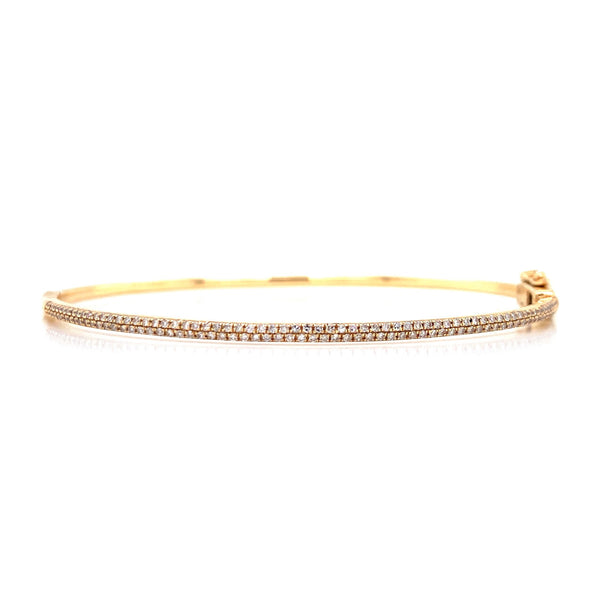 14K Yellow Gold Diamond Pave Thin Bangle