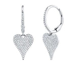 14K Yellow Gold Diamond Pave Heart Dangle Earrings